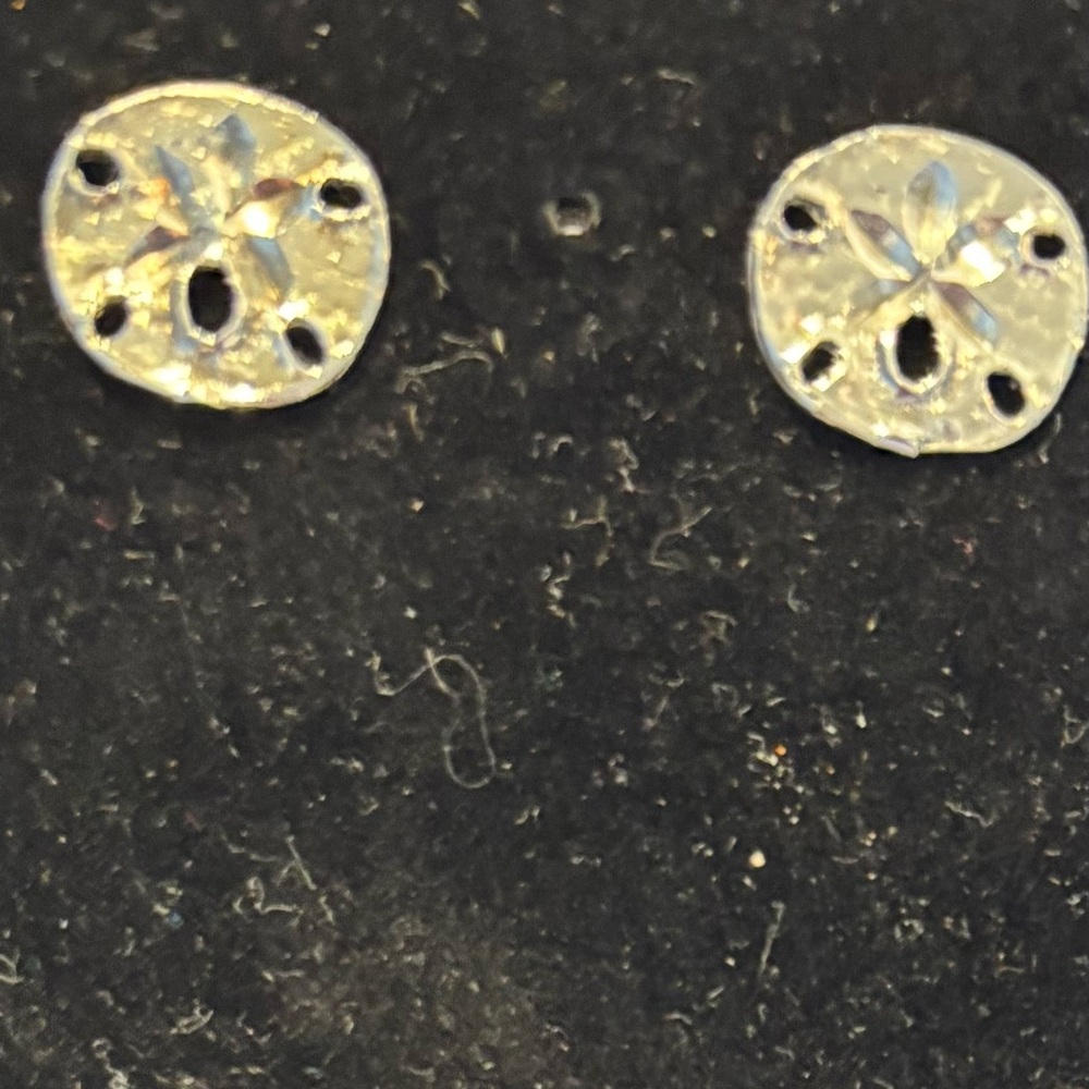 Sand dollar Silver Tone Stud Earrings Elegant Jewelry Classic Whimsical Beach